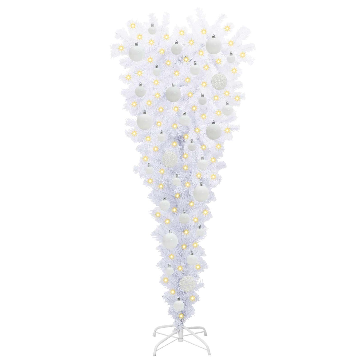 Mű karácsonyfa 150 LED-del állvánnyal Fehér 120 cm PVC és Acél