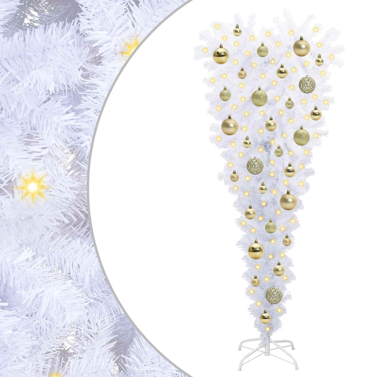 Mű karácsonyfa 150 LED-del állvánnyal Fehér 120 cm PVC és Acél