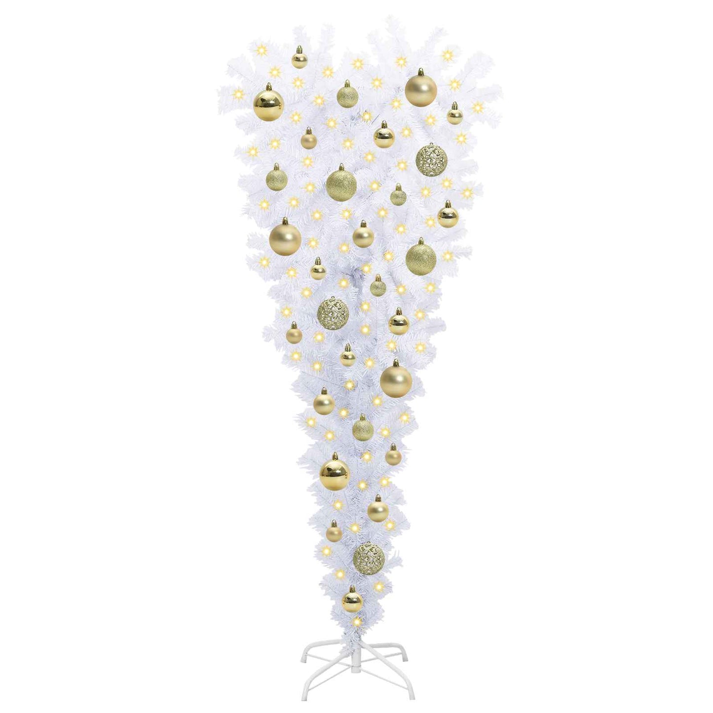 Mű karácsonyfa 150 LED-del állvánnyal Fehér 120 cm PVC és Acél