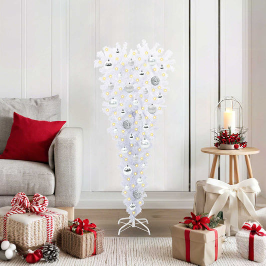 Mű karácsonyfa 150 LED-del állvánnyal Fehér 120 cm PVC és Acél