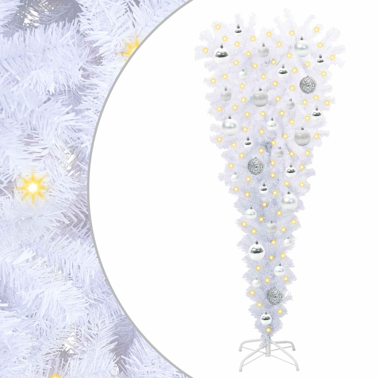 Mű karácsonyfa 150 LED-del állvánnyal Fehér 120 cm PVC és Acél