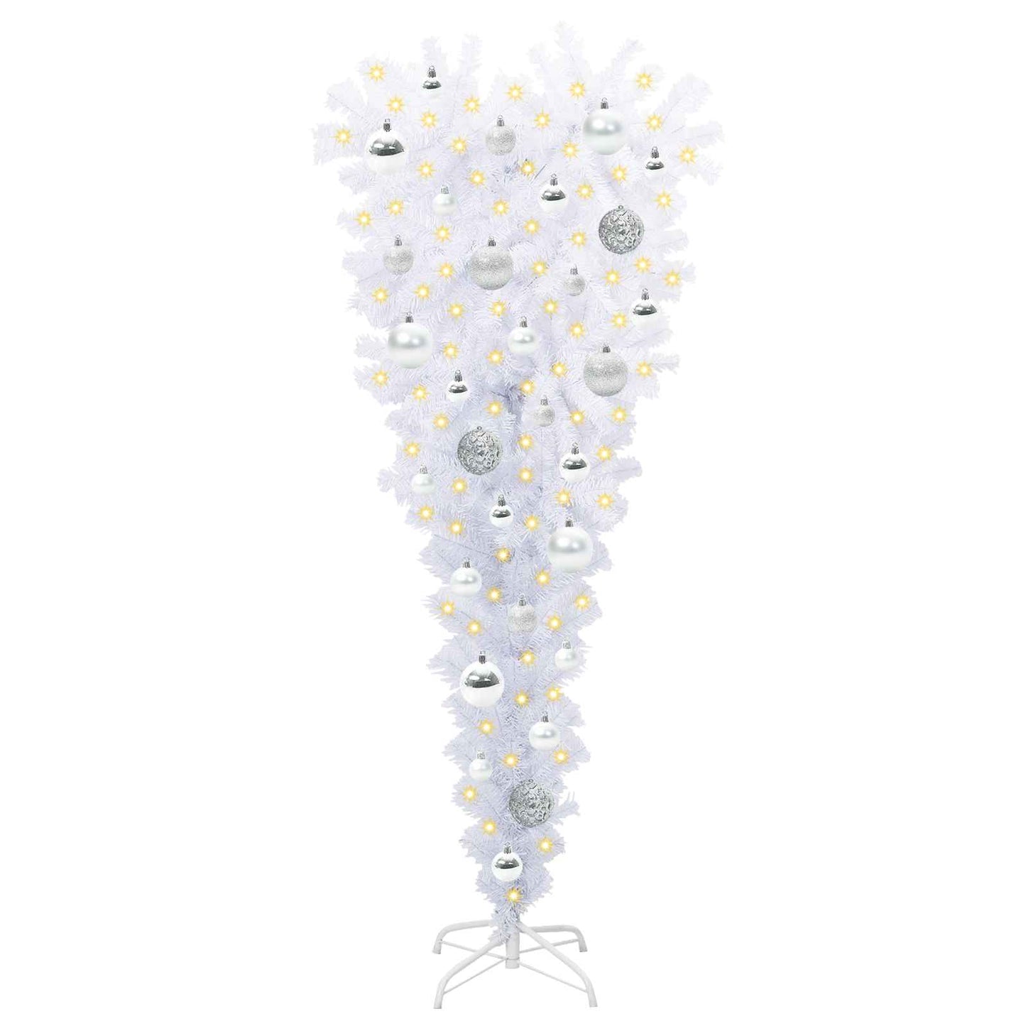 Mű karácsonyfa 150 LED-del állvánnyal Fehér 120 cm PVC és Acél