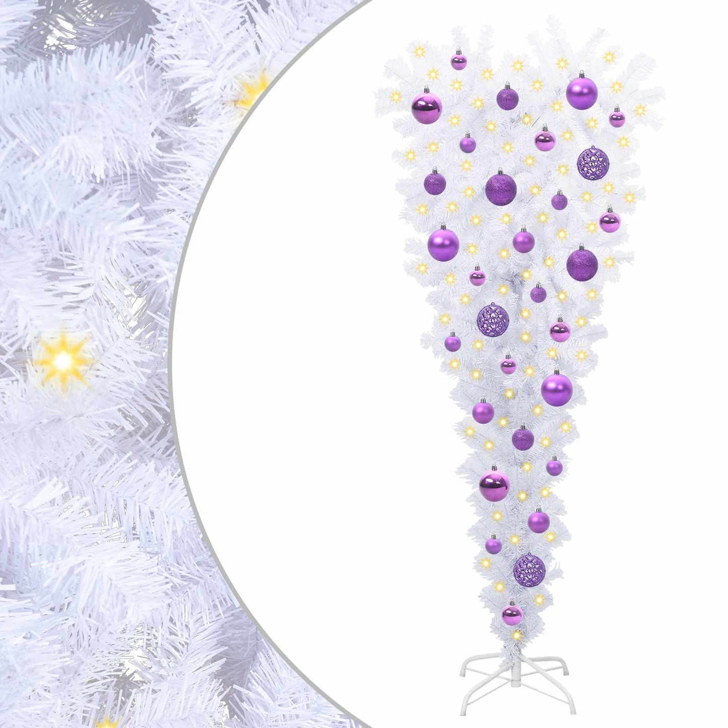 Mű karácsonyfa 150 LED-del állvánnyal Fehér 120 cm PVC és Acél
