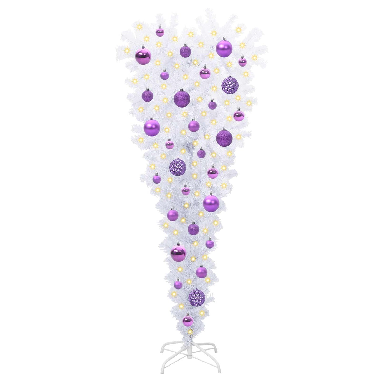 Mű karácsonyfa 150 LED-del állvánnyal Fehér 120 cm PVC és Acél