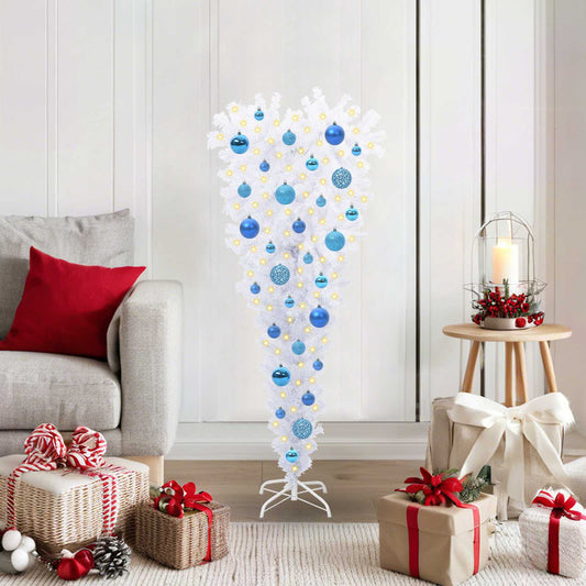 Mű karácsonyfa 150 LED-del állvánnyal Fehér 120 cm PVC és Acél