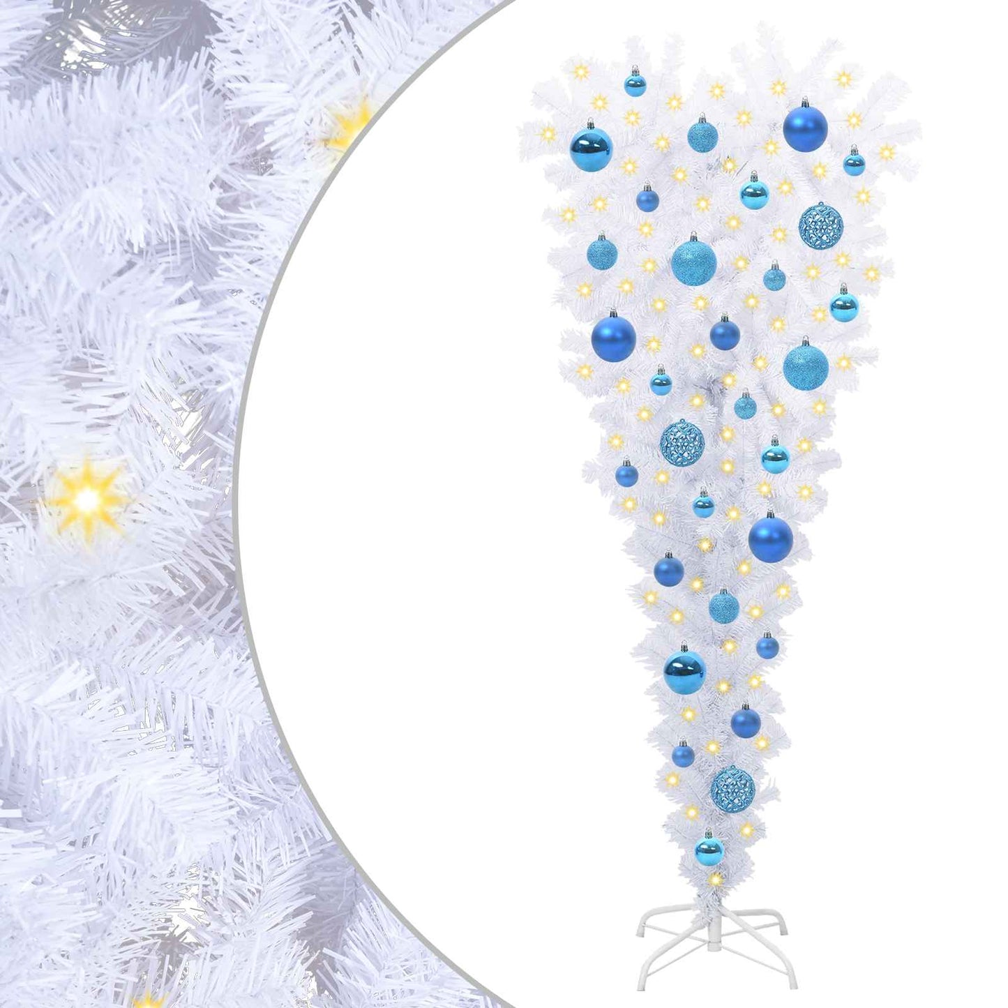 Mű karácsonyfa 150 LED-del állvánnyal Fehér 120 cm PVC és Acél
