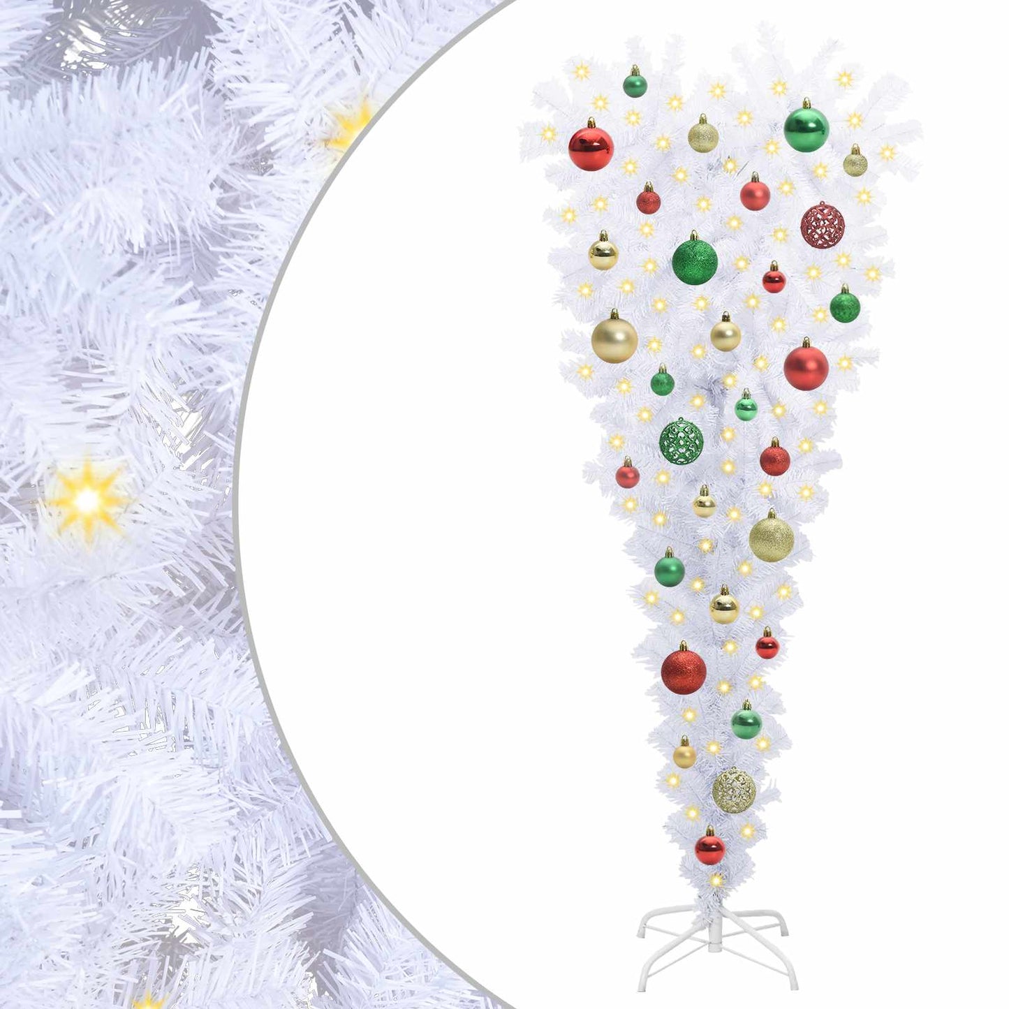 Mű karácsonyfa 150 LED-del állvánnyal Fehér 120 cm PVC és Acél
