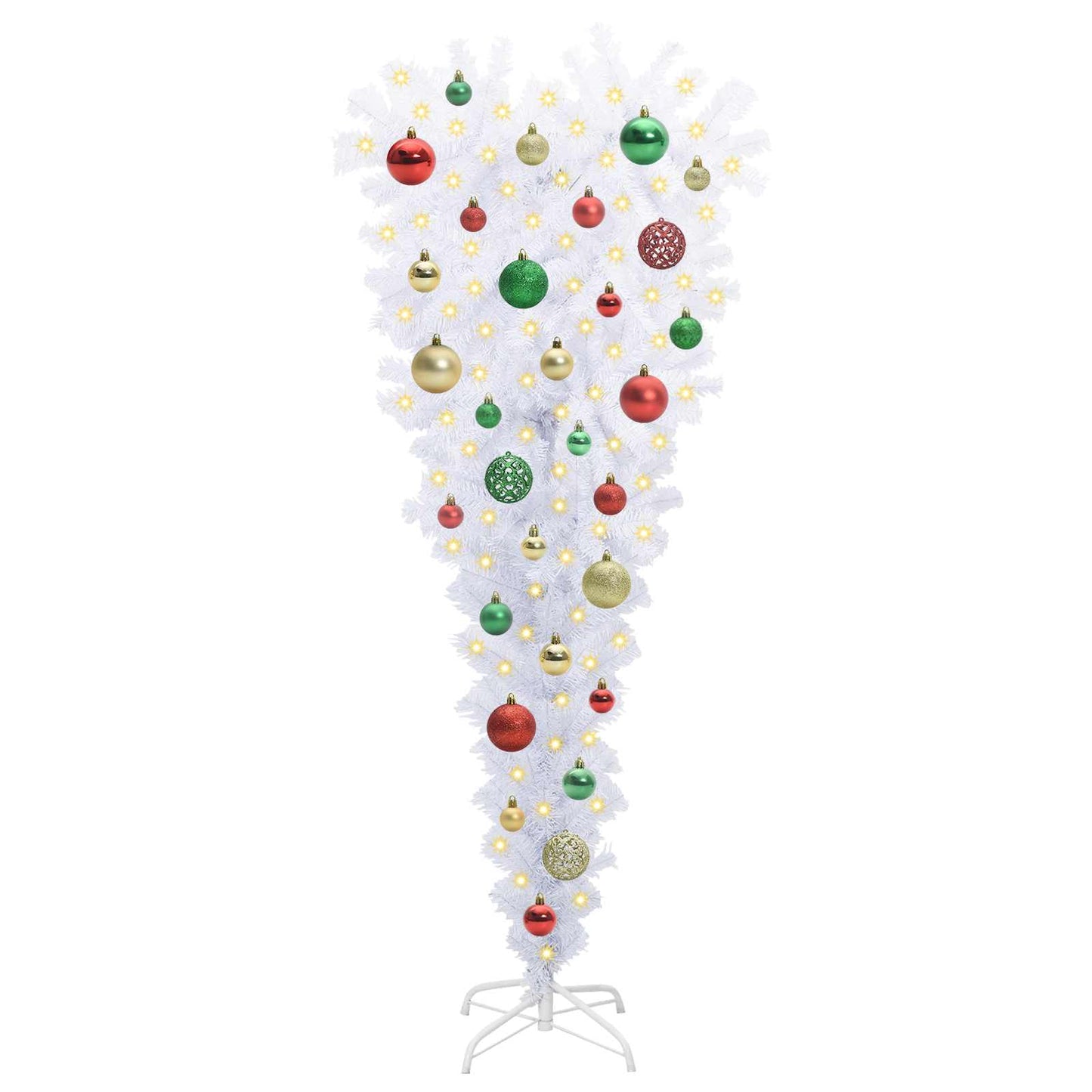 Mű karácsonyfa 150 LED-del állvánnyal Fehér 120 cm PVC és Acél