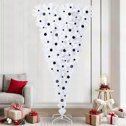 Mű karácsonyfa 300 LED-del állvánnyal Fehér 240 cm PVC és Acél