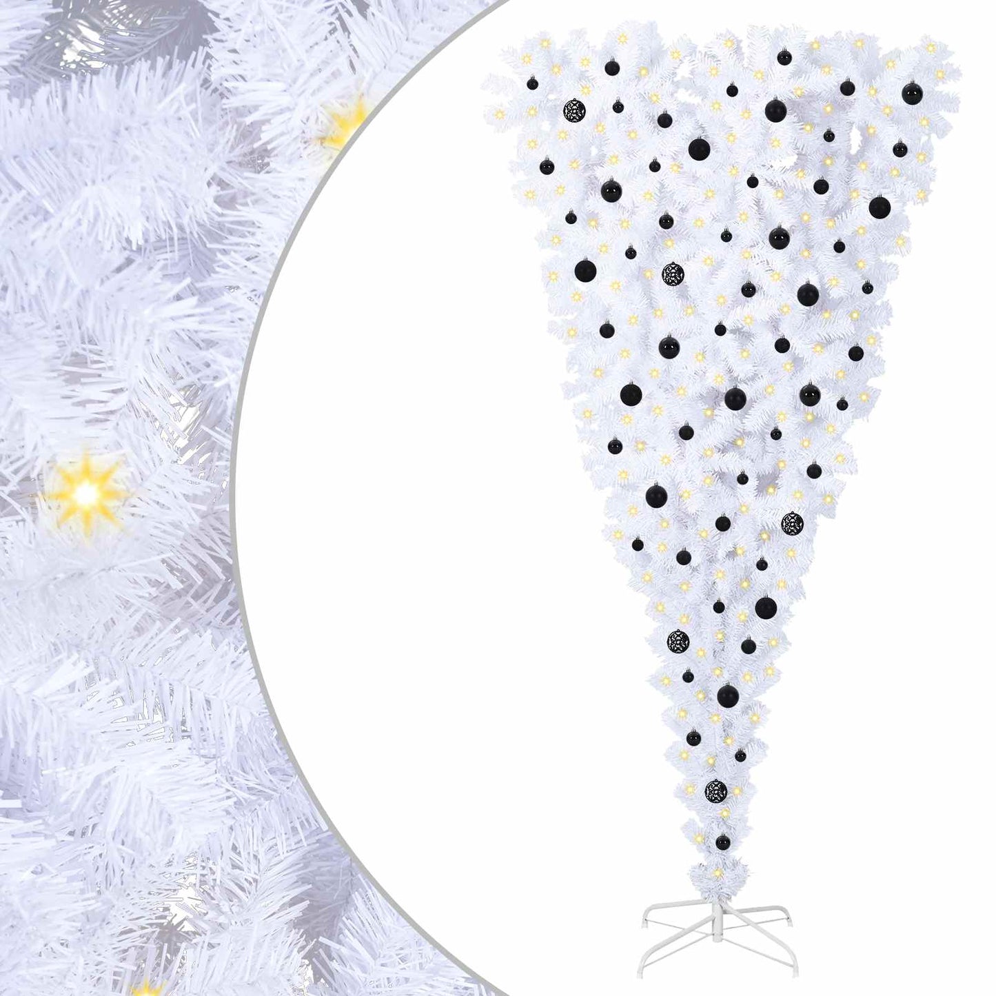 Mű karácsonyfa 300 LED-del állvánnyal Fehér 240 cm PVC és Acél