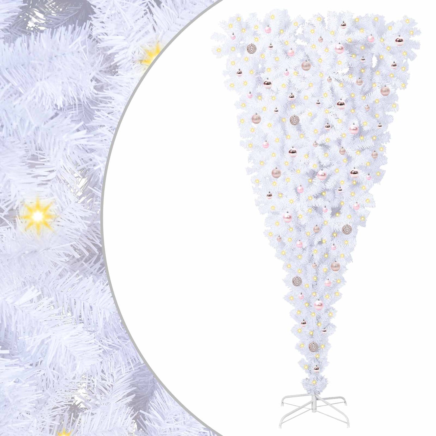 Mű karácsonyfa 300 LED-del állvánnyal Fehér 240 cm PVC és Acél