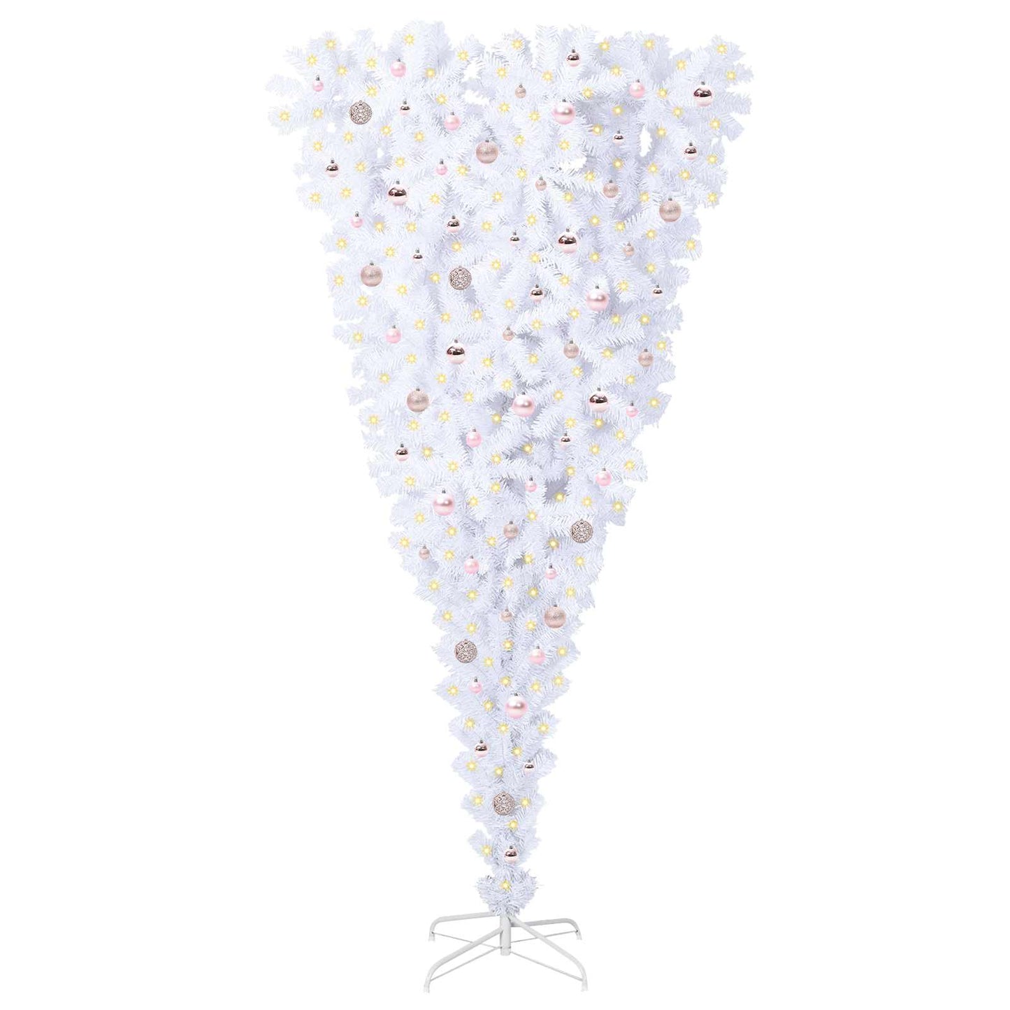 Mű karácsonyfa 300 LED-del állvánnyal Fehér 240 cm PVC és Acél