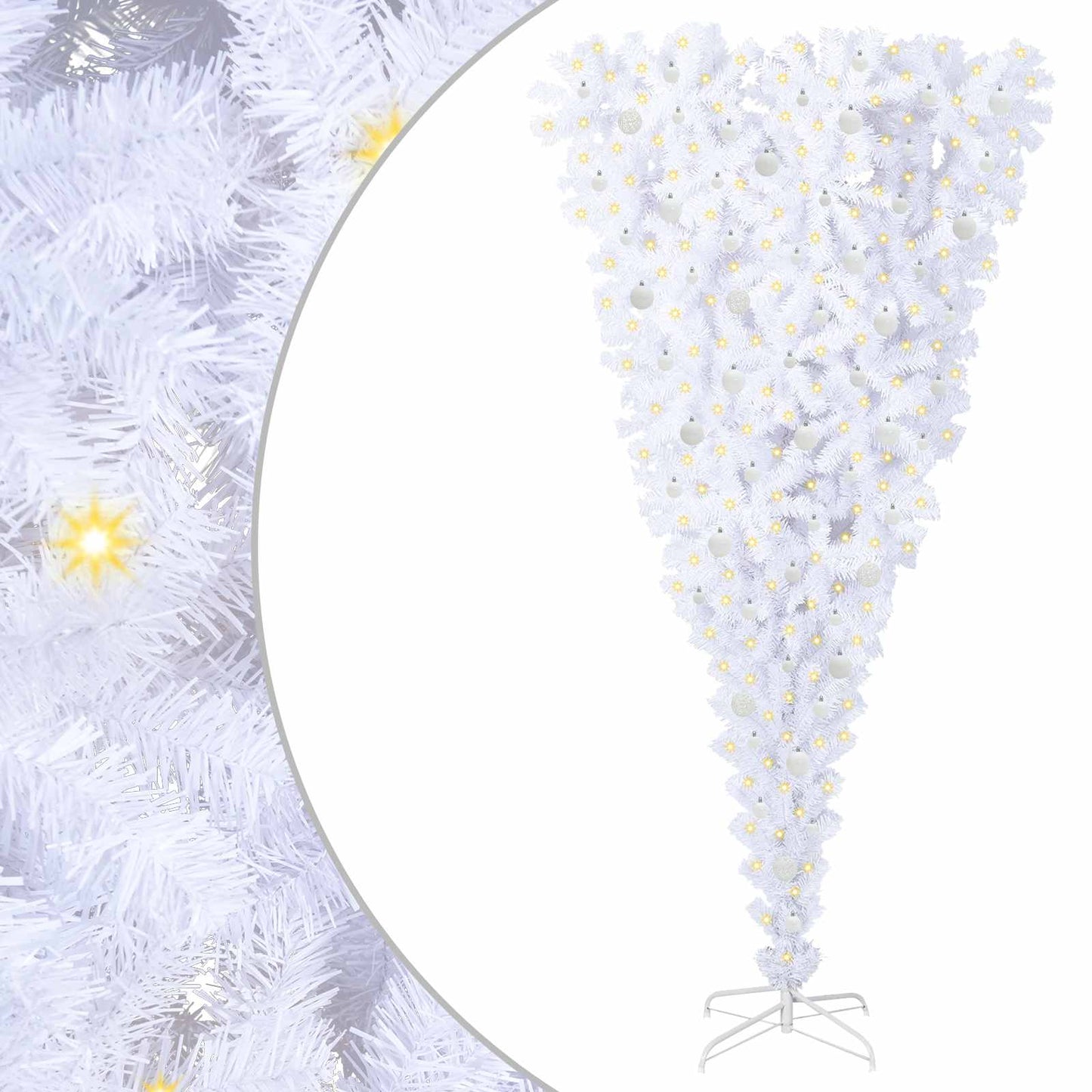 Mű karácsonyfa 300 LED-del állvánnyal Fehér 240 cm PVC és Acél