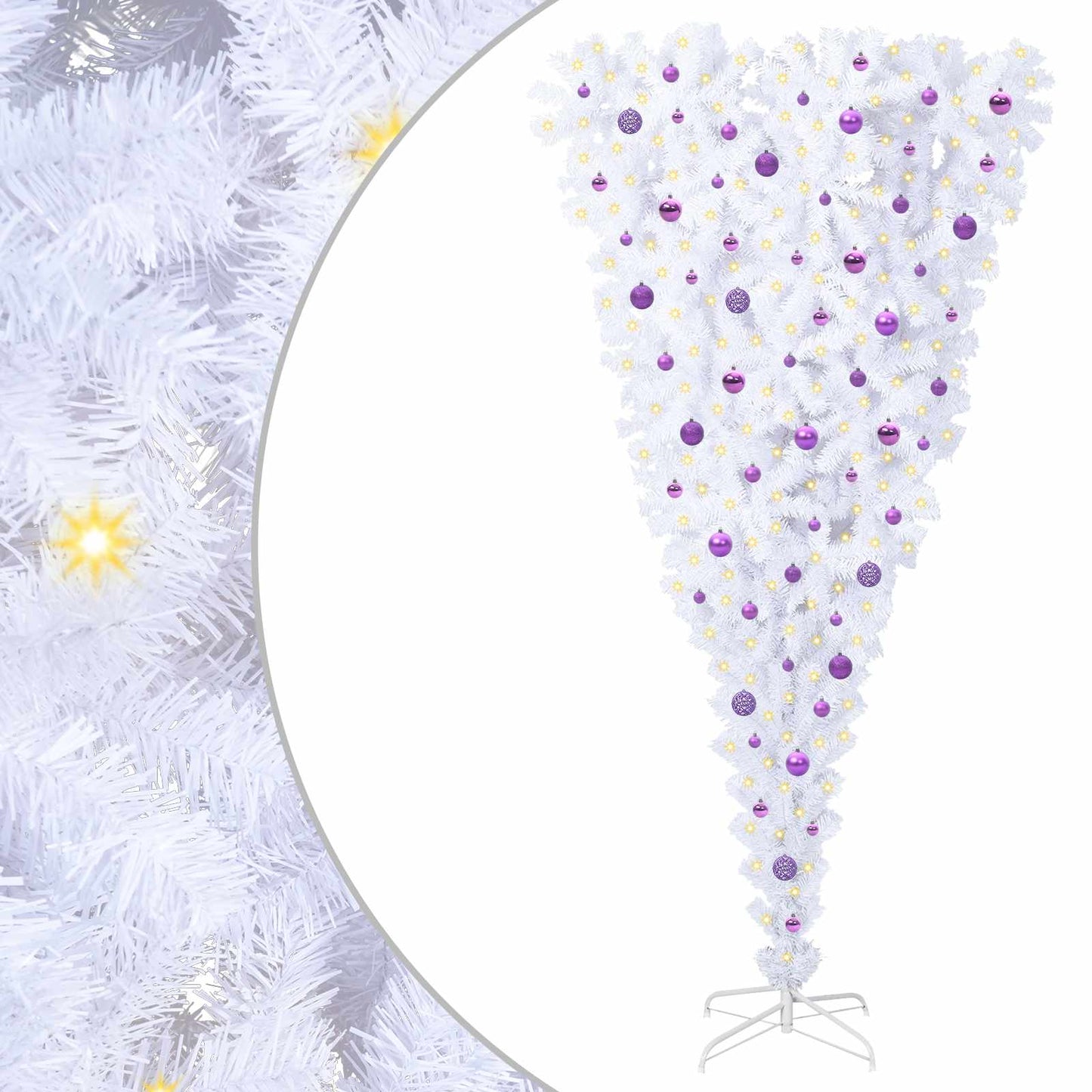 Mű karácsonyfa 300 LED-del állvánnyal Fehér 240 cm PVC és Acél