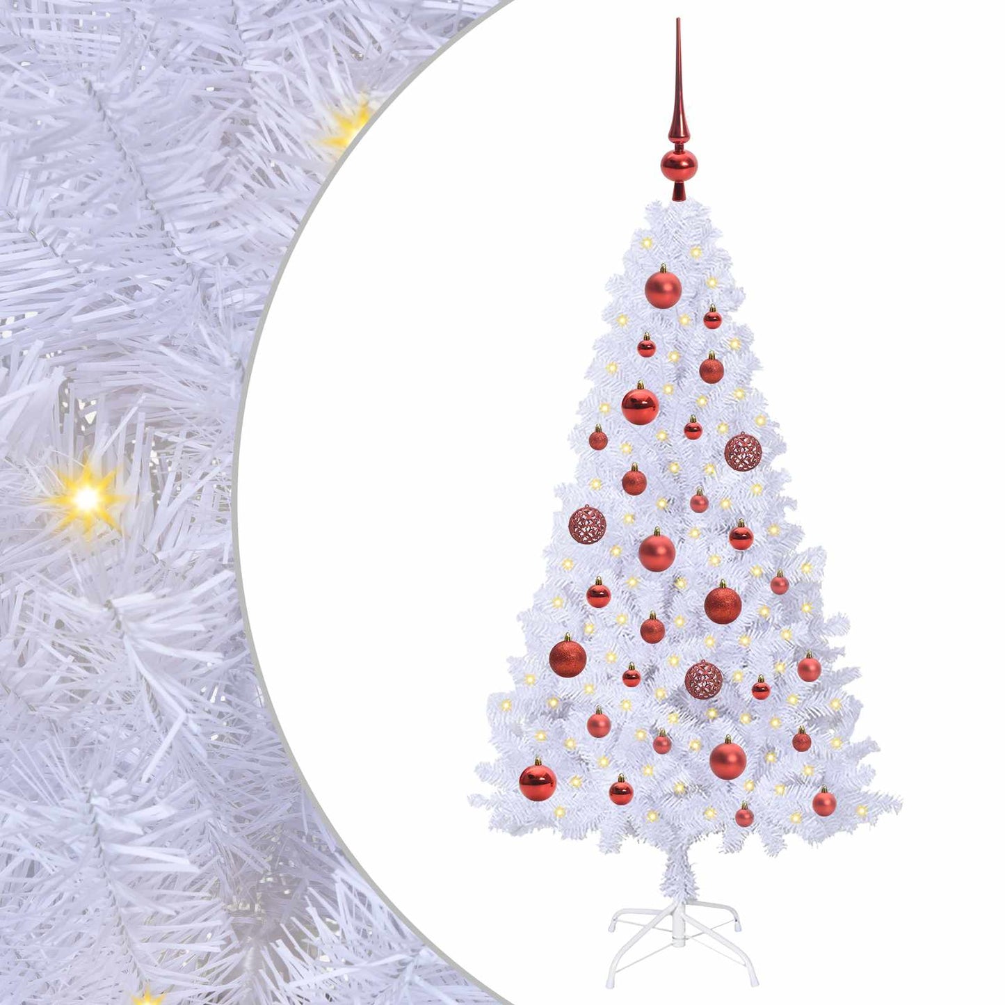 Mű karácsonyfa 150 LED-del állvánnyal Fehér 120 cm PVC és Acél