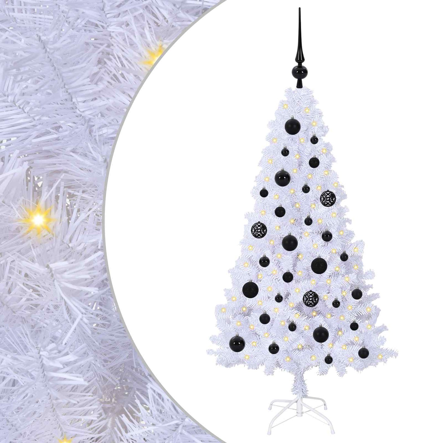 Mű karácsonyfa 150 LED-del állvánnyal Fehér 120 cm PVC és Acél