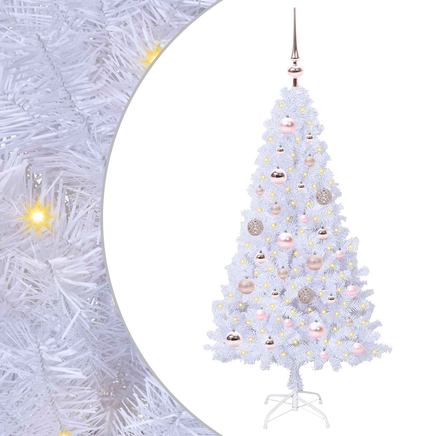 Mű karácsonyfa 150 LED-del állvánnyal Fehér 120 cm PVC és Acél