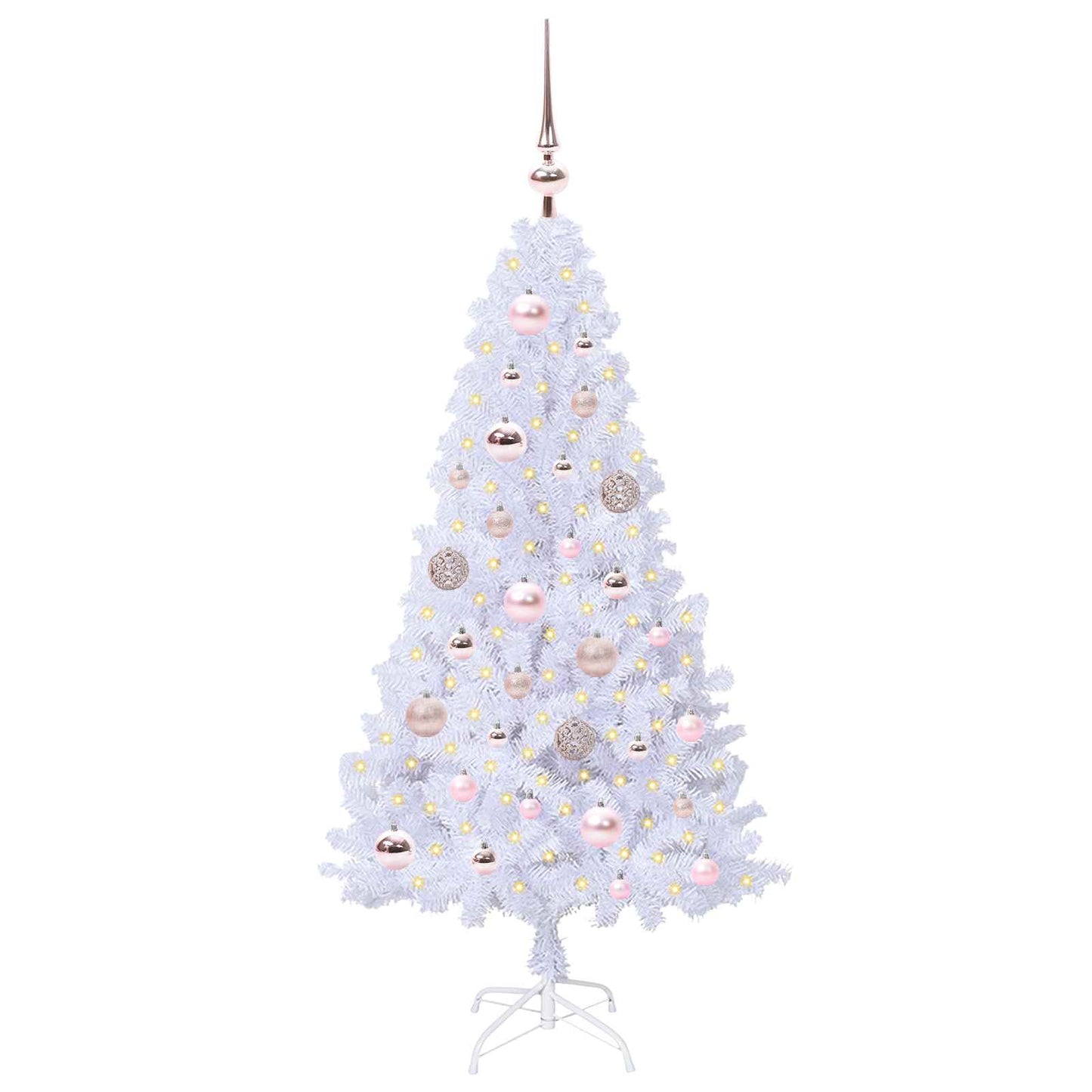 Mű karácsonyfa 150 LED-del állvánnyal Fehér 120 cm PVC és Acél