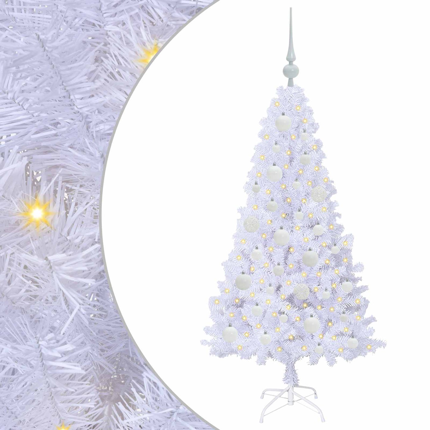 Mű karácsonyfa 150 LED-del állvánnyal Fehér 120 cm PVC és Acél