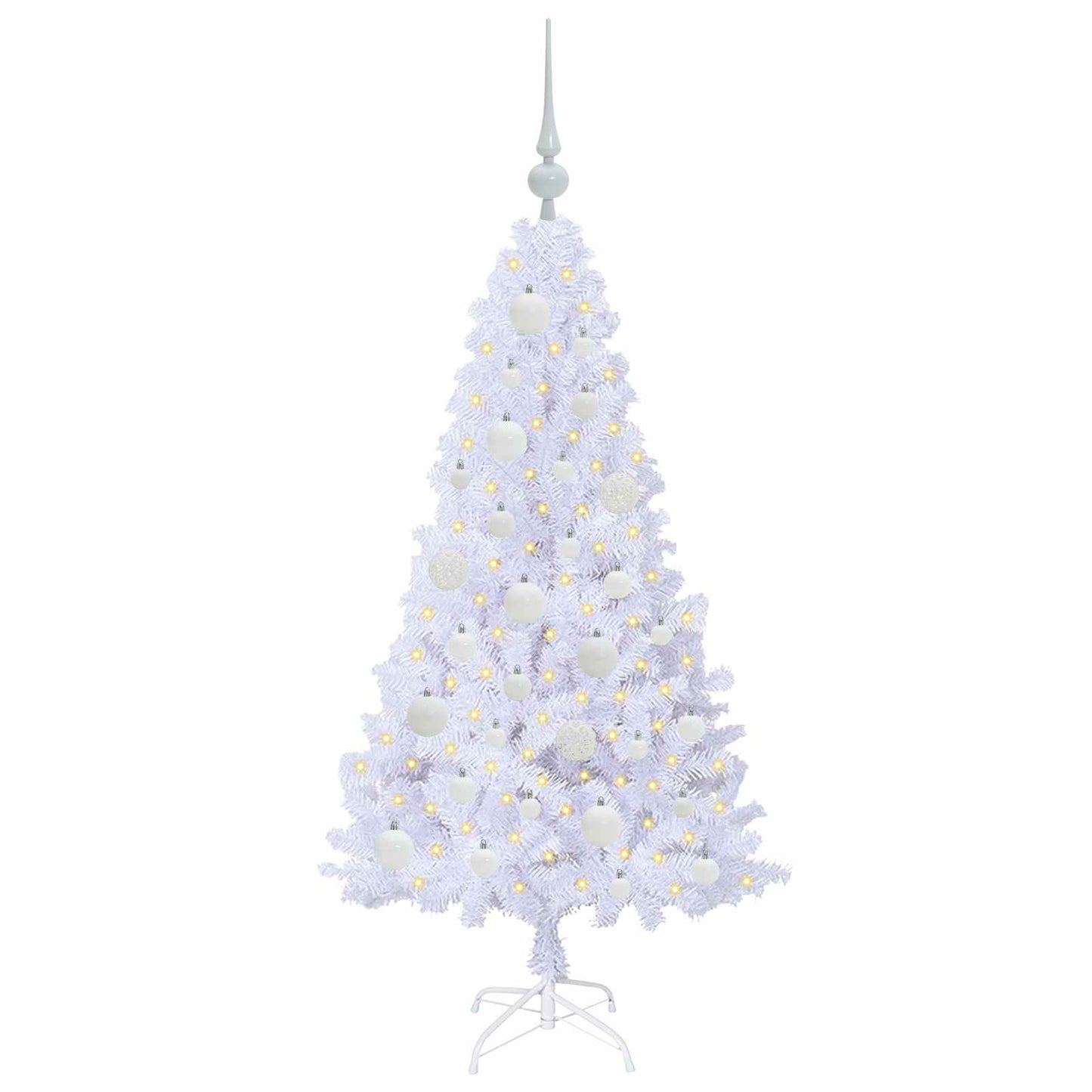 Mű karácsonyfa 150 LED-del állvánnyal Fehér 120 cm PVC és Acél