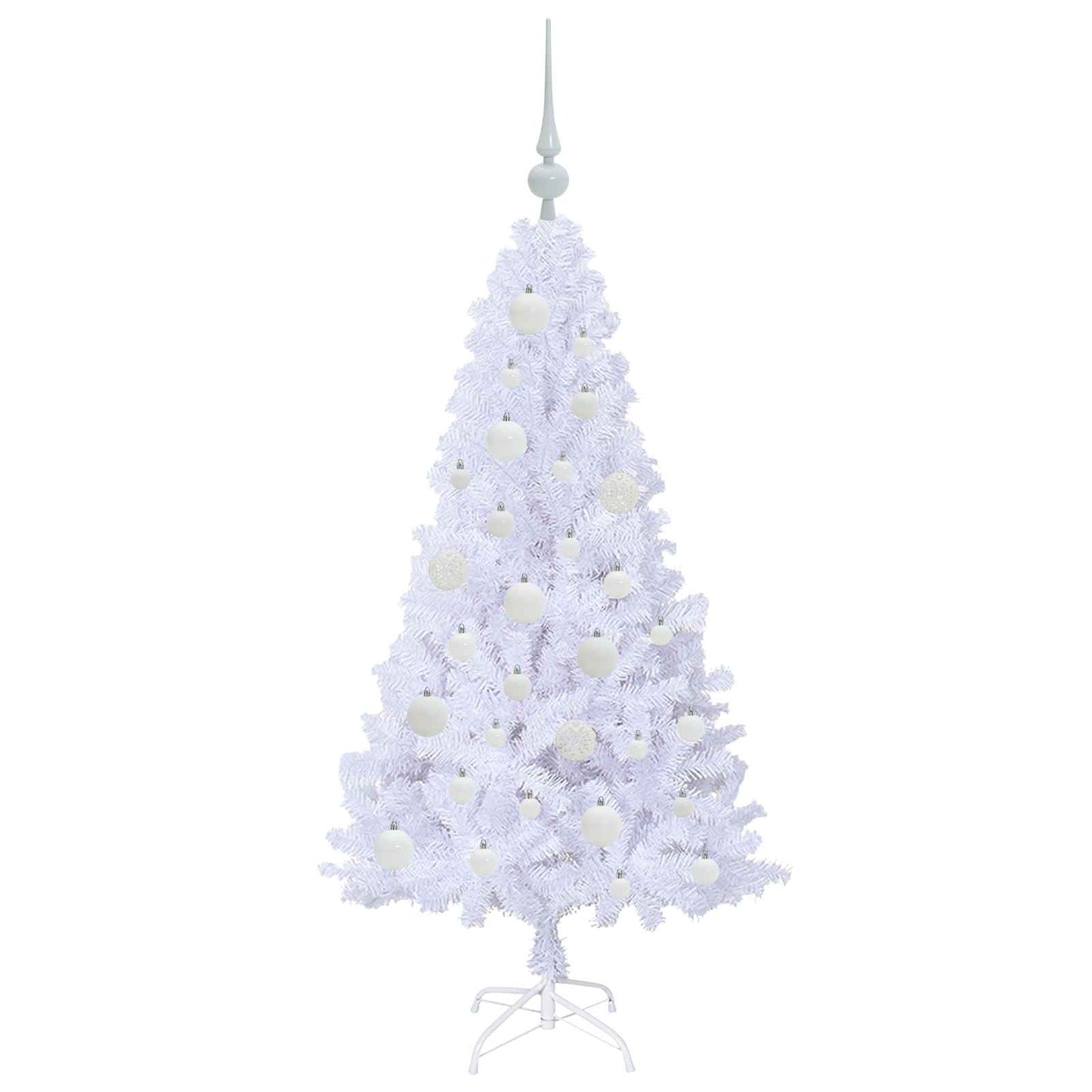 Mű karácsonyfa 150 LED-del állvánnyal Fehér 120 cm PVC és Acél