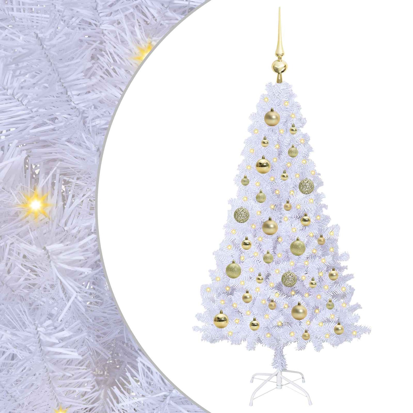 Mű karácsonyfa 150 LED-del állvánnyal Fehér 120 cm PVC és Acél