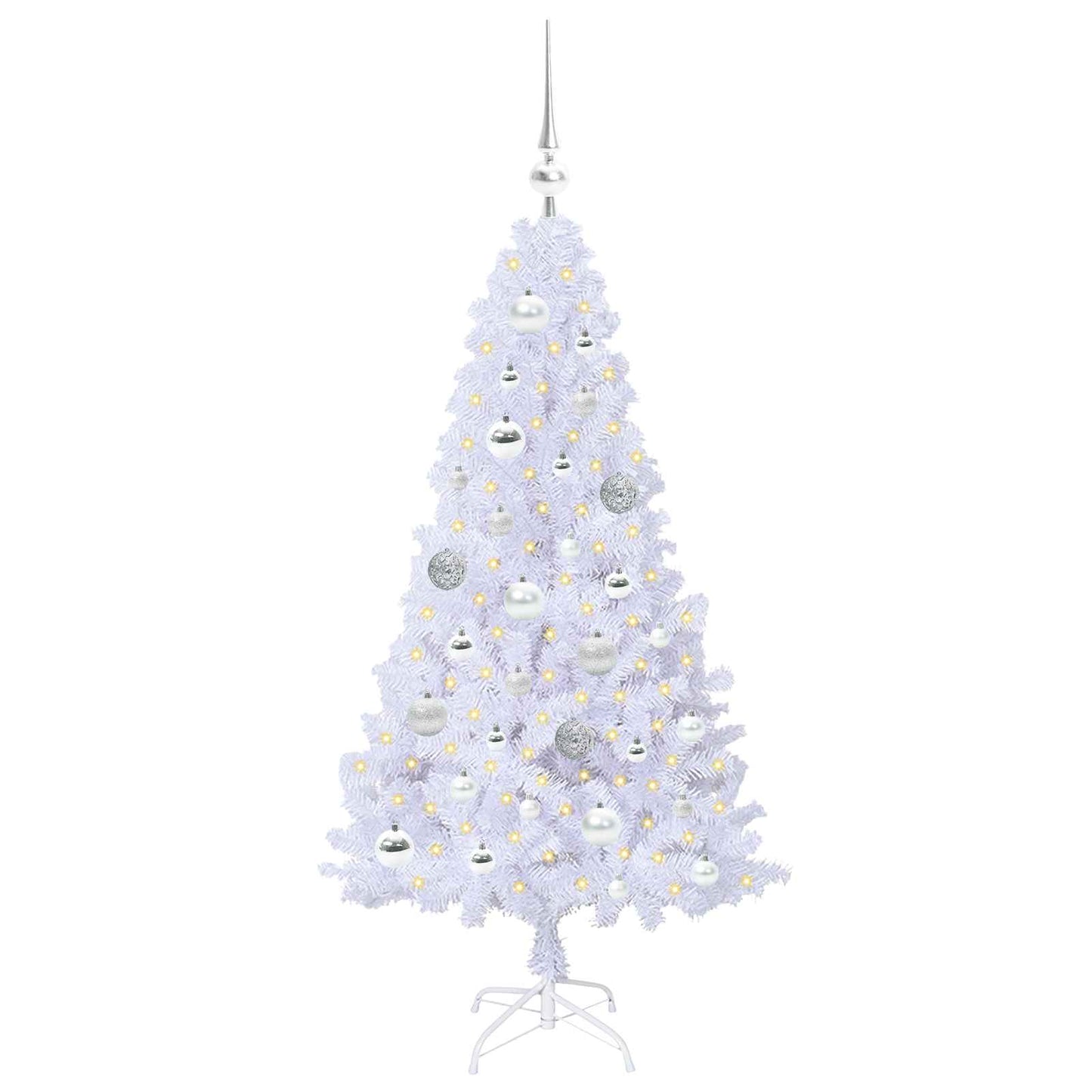 Mű karácsonyfa 150 LED-del állvánnyal Fehér 120 cm PVC és Acél