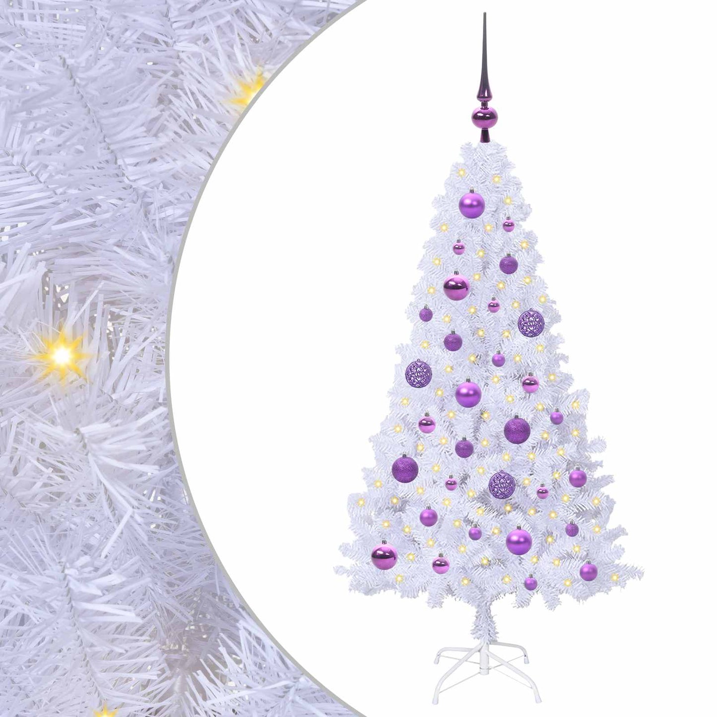Mű karácsonyfa 150 LED-del állvánnyal Fehér 120 cm PVC és Acél