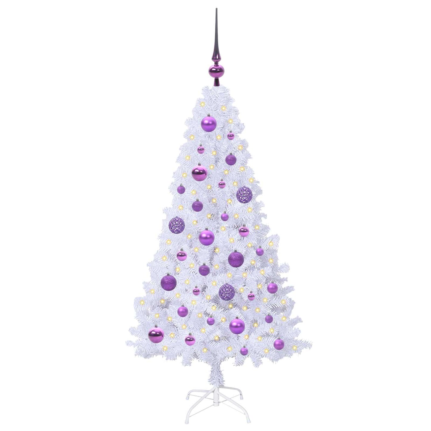 Mű karácsonyfa 150 LED-del állvánnyal Fehér 120 cm PVC és Acél