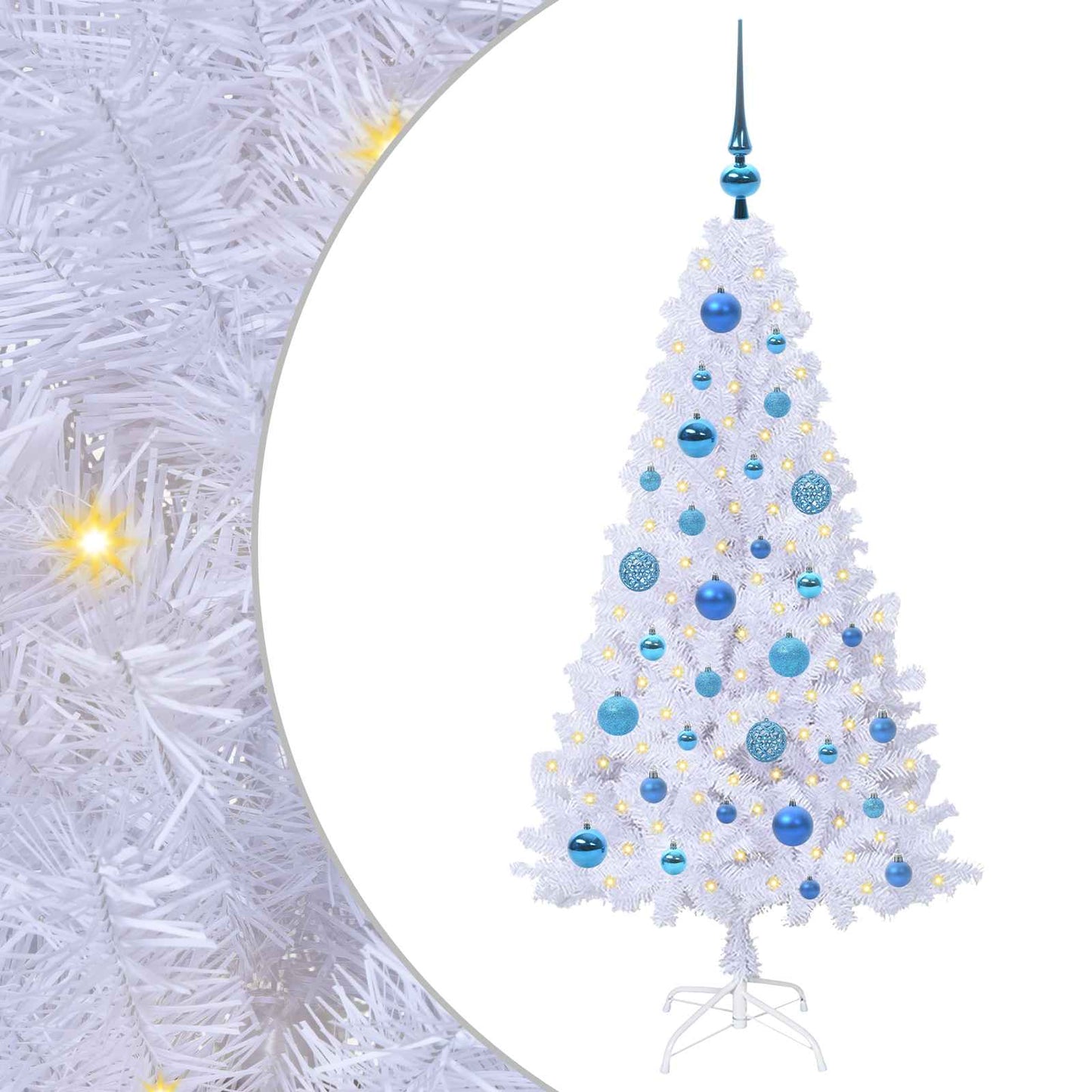 Mű karácsonyfa 150 LED-del állvánnyal Fehér 120 cm PVC és Acél