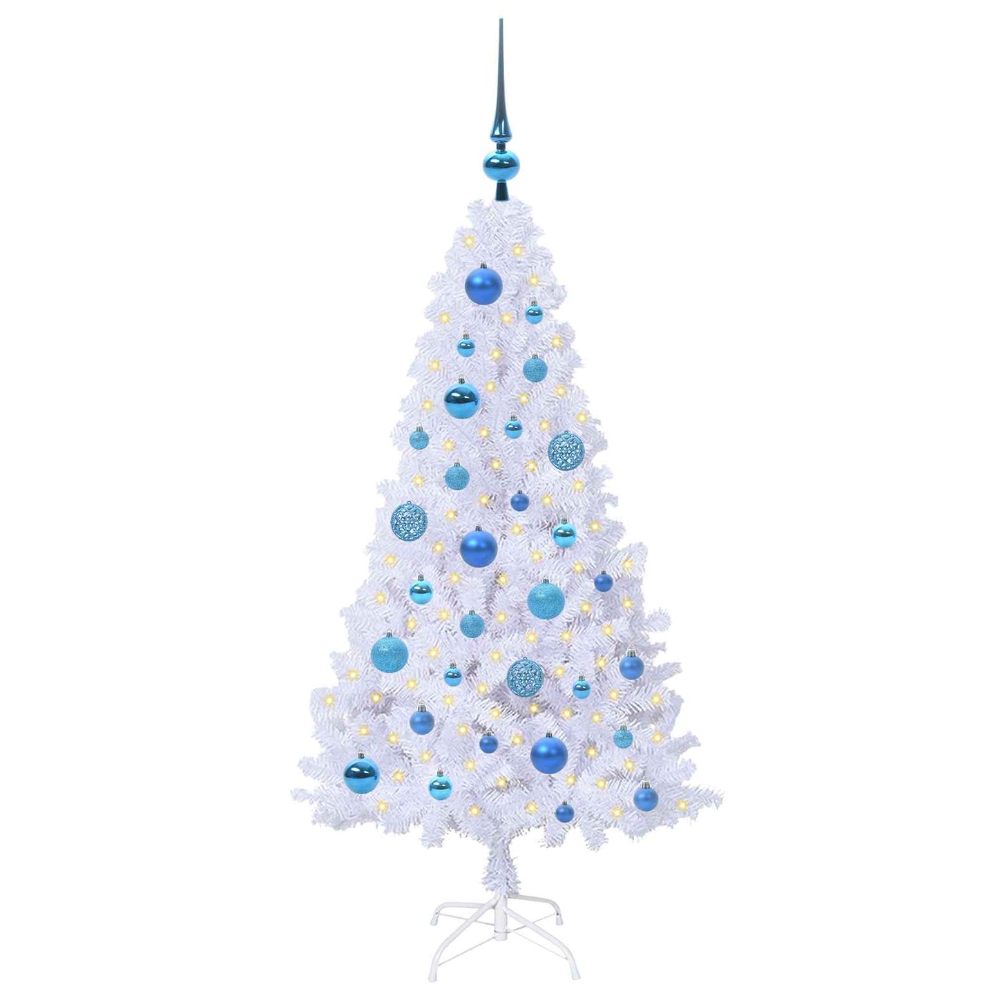 Mű karácsonyfa 150 LED-del állvánnyal Fehér 120 cm PVC és Acél