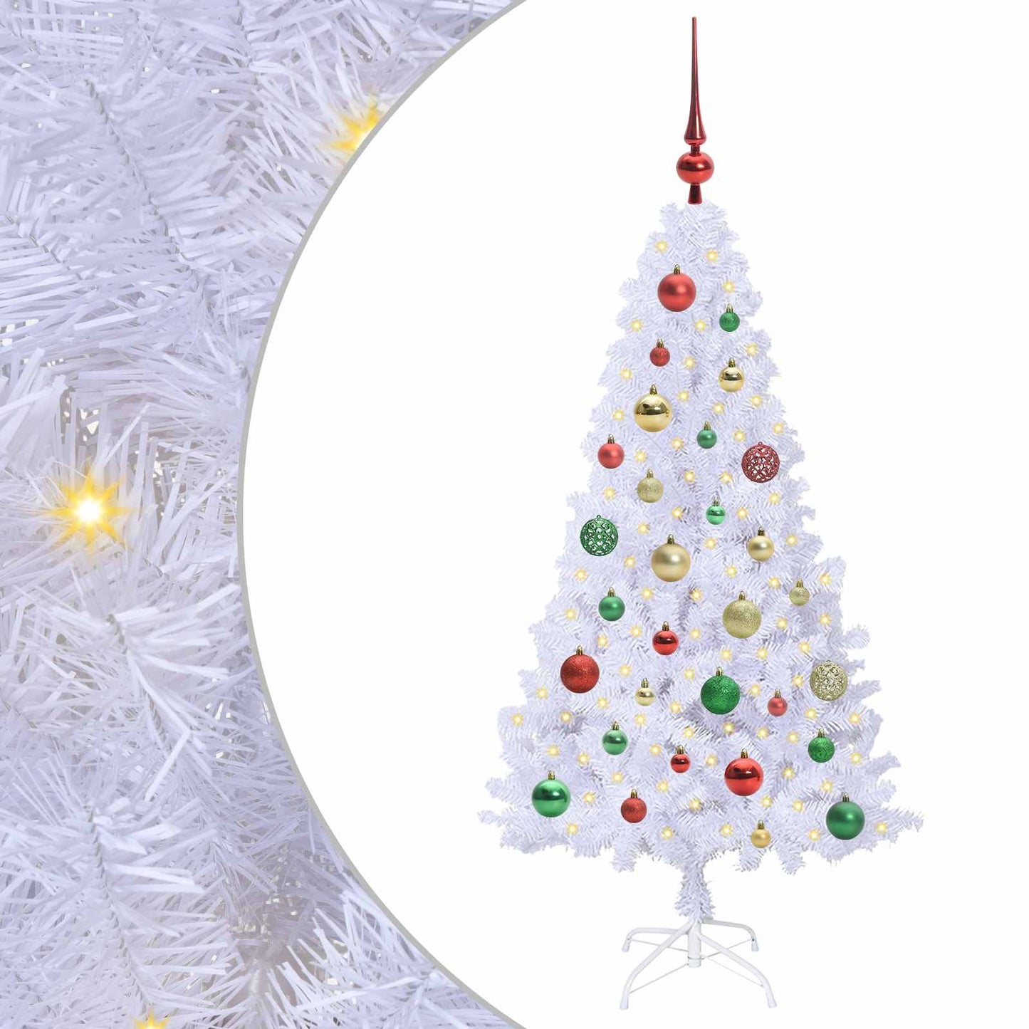 Mű karácsonyfa 150 LED-del állvánnyal Fehér 120 cm PVC és Acél