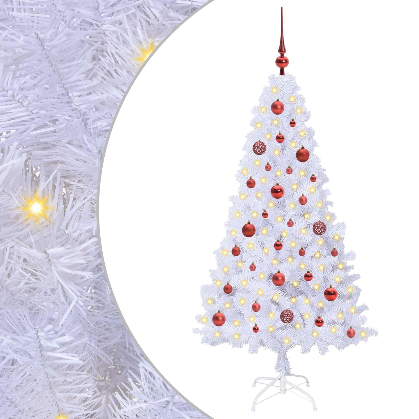 Mű karácsonyfa 150 LED-del állvánnyal Fehér 150 cm PVC és Acél