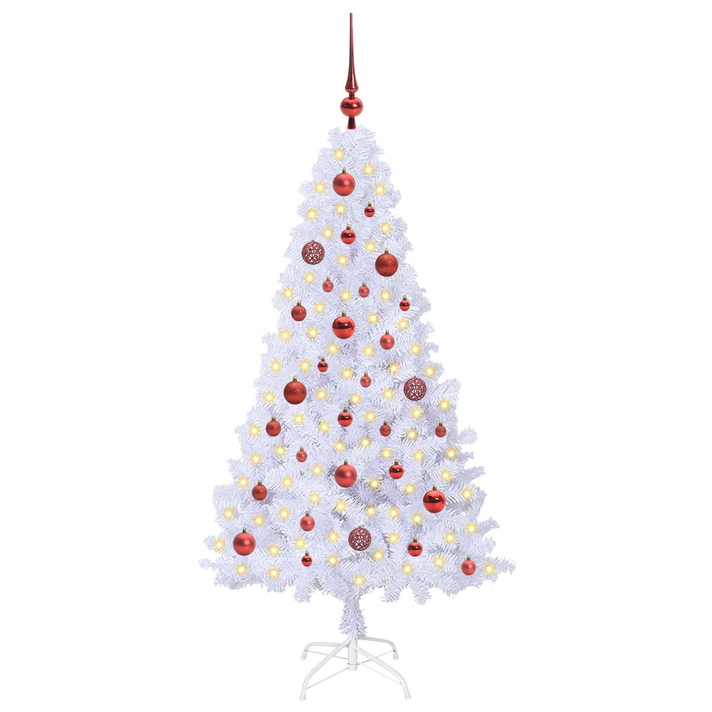 Mű karácsonyfa 150 LED-del állvánnyal Fehér 150 cm PVC és Acél