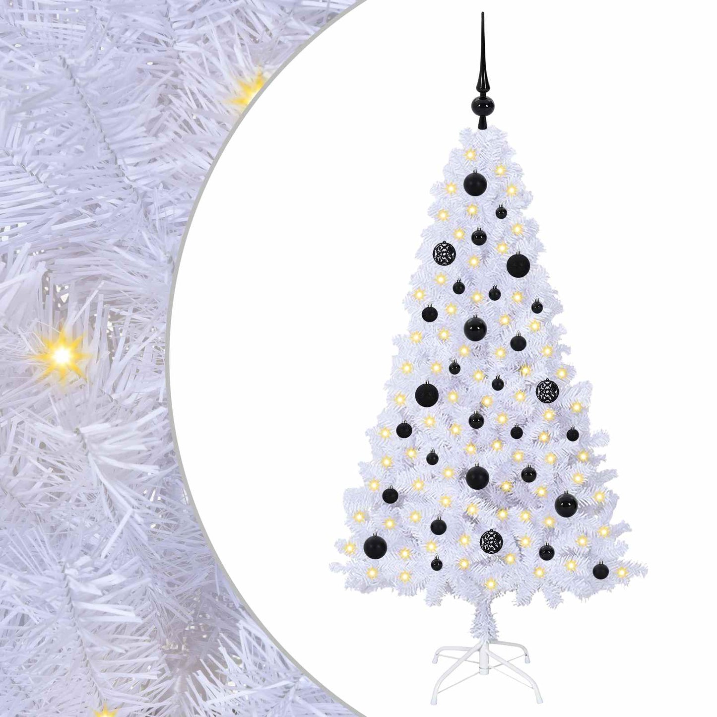 Mű karácsonyfa 150 LED-del állvánnyal Fehér 150 cm PVC és Acél