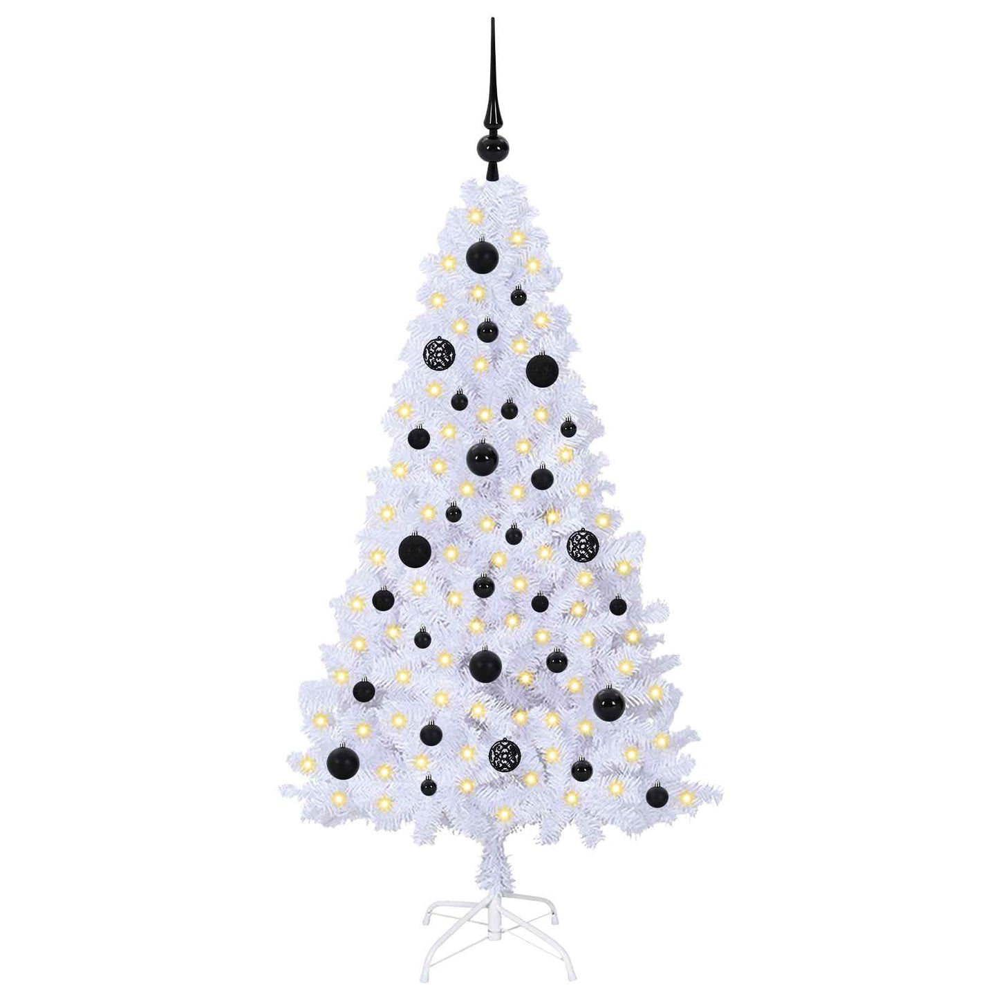 Mű karácsonyfa 150 LED-del állvánnyal Fehér 150 cm PVC és Acél