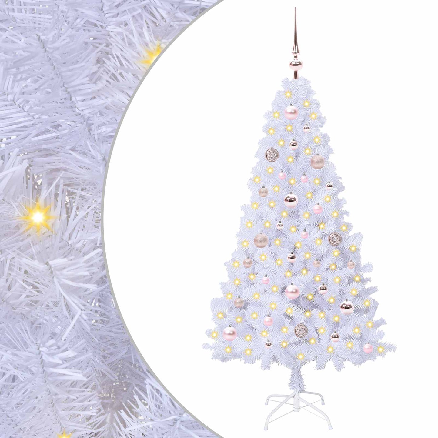 Mű karácsonyfa 150 LED-del állvánnyal Fehér 150 cm PVC és Acél