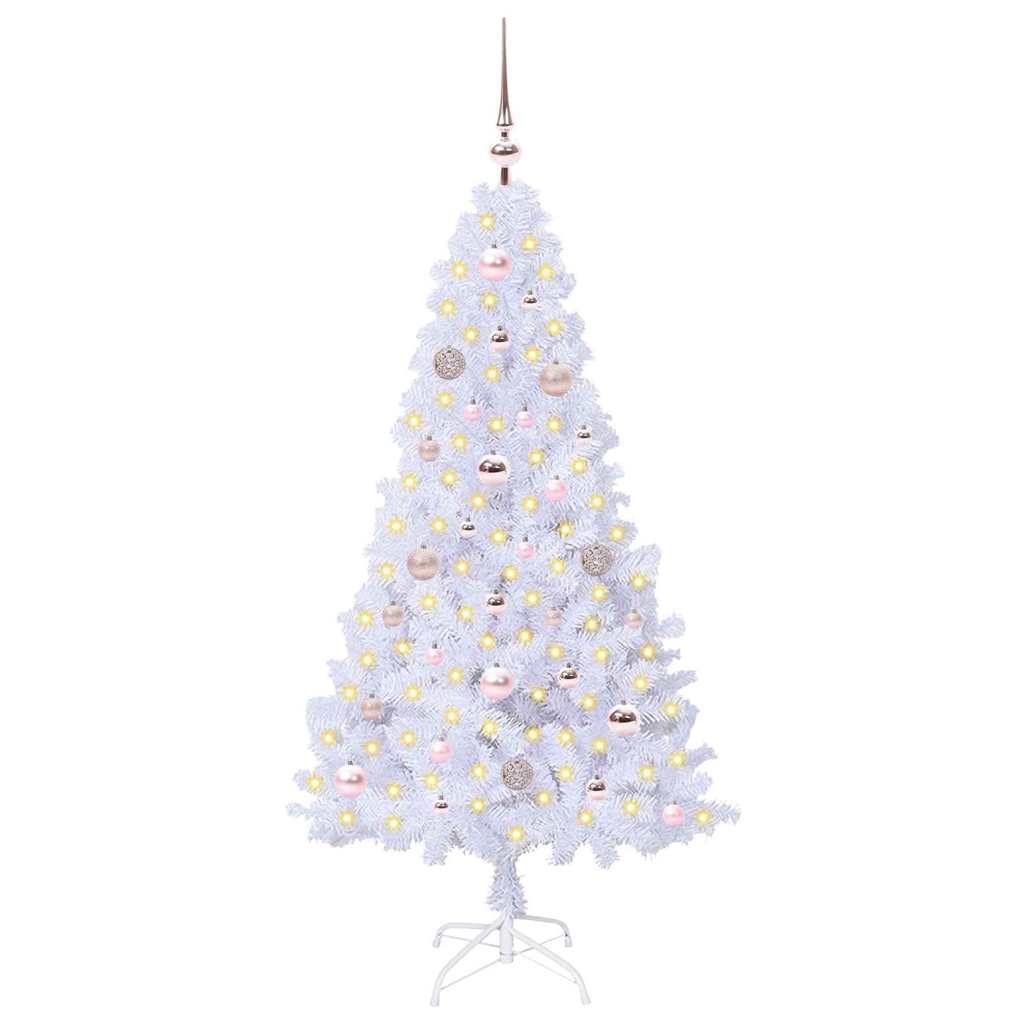 Mű karácsonyfa 150 LED-del állvánnyal Fehér 150 cm PVC és Acél