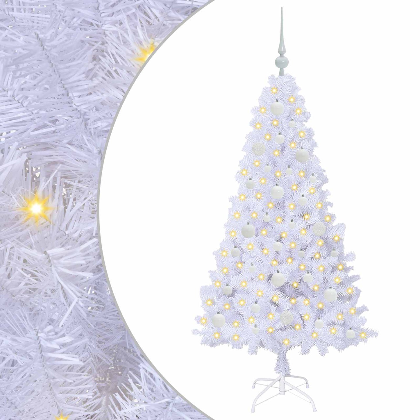 Mű karácsonyfa 150 LED-del állvánnyal Fehér 150 cm PVC és Acél