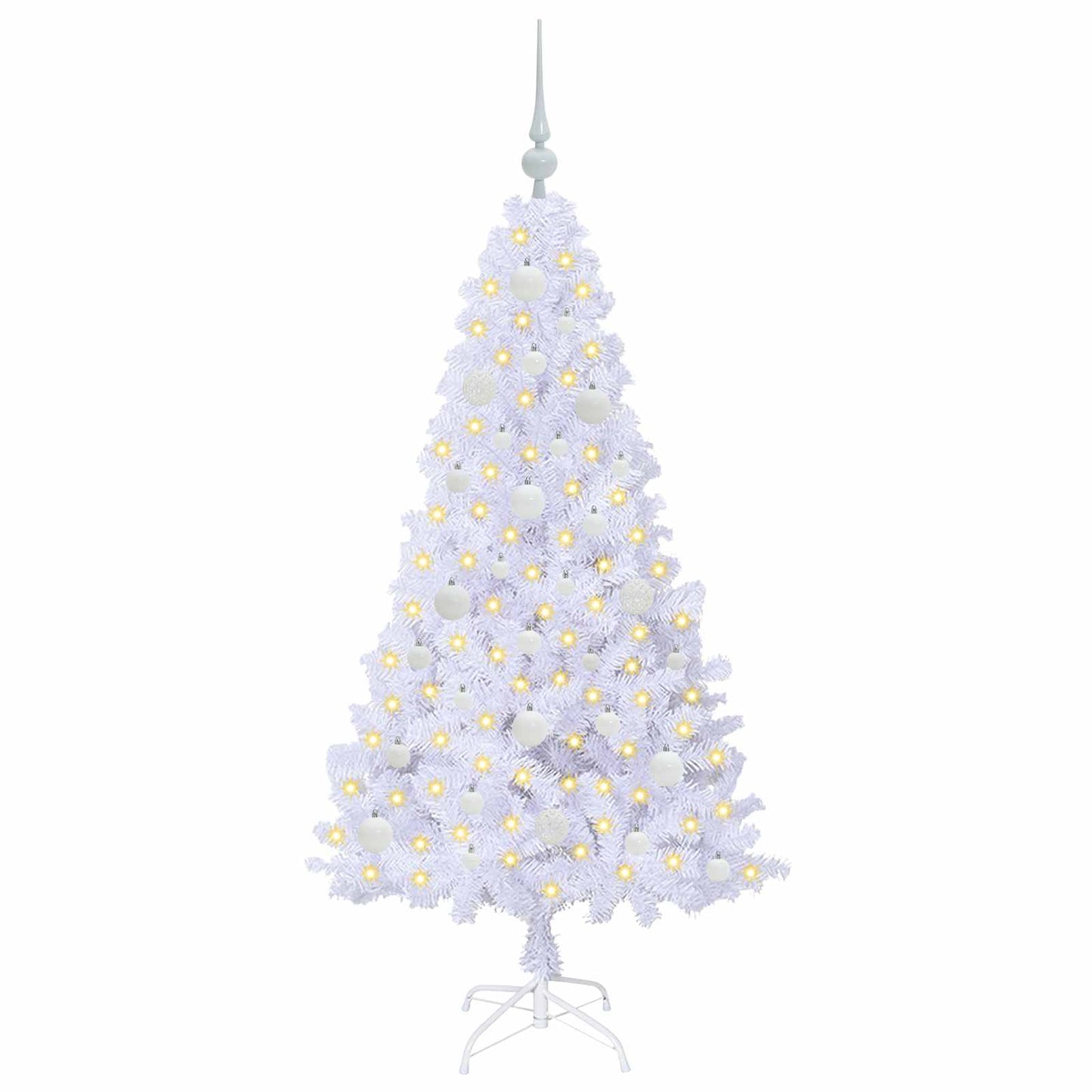 Mű karácsonyfa 150 LED-del állvánnyal Fehér 150 cm PVC és Acél