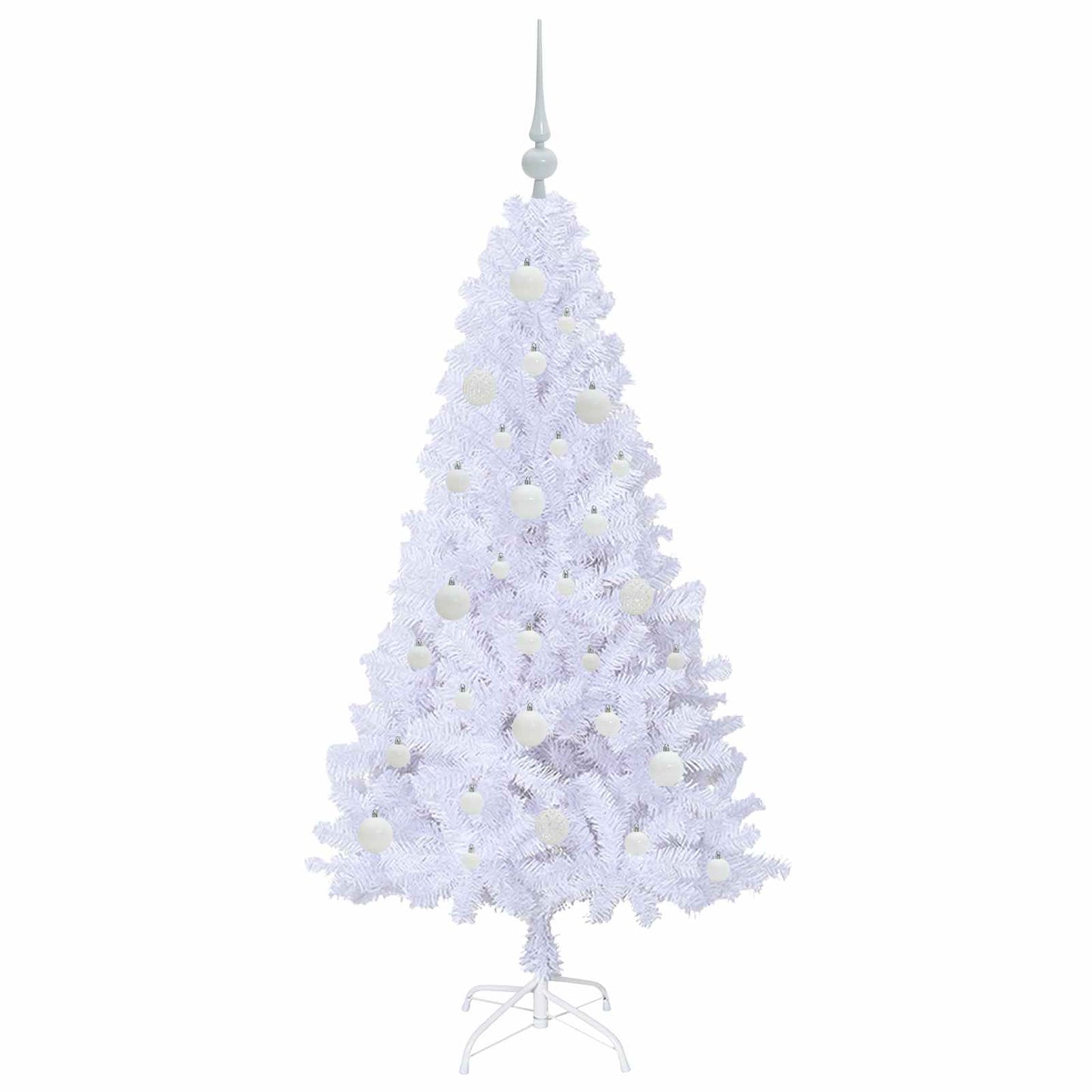 Mű karácsonyfa 150 LED-del állvánnyal Fehér 150 cm PVC és Acél