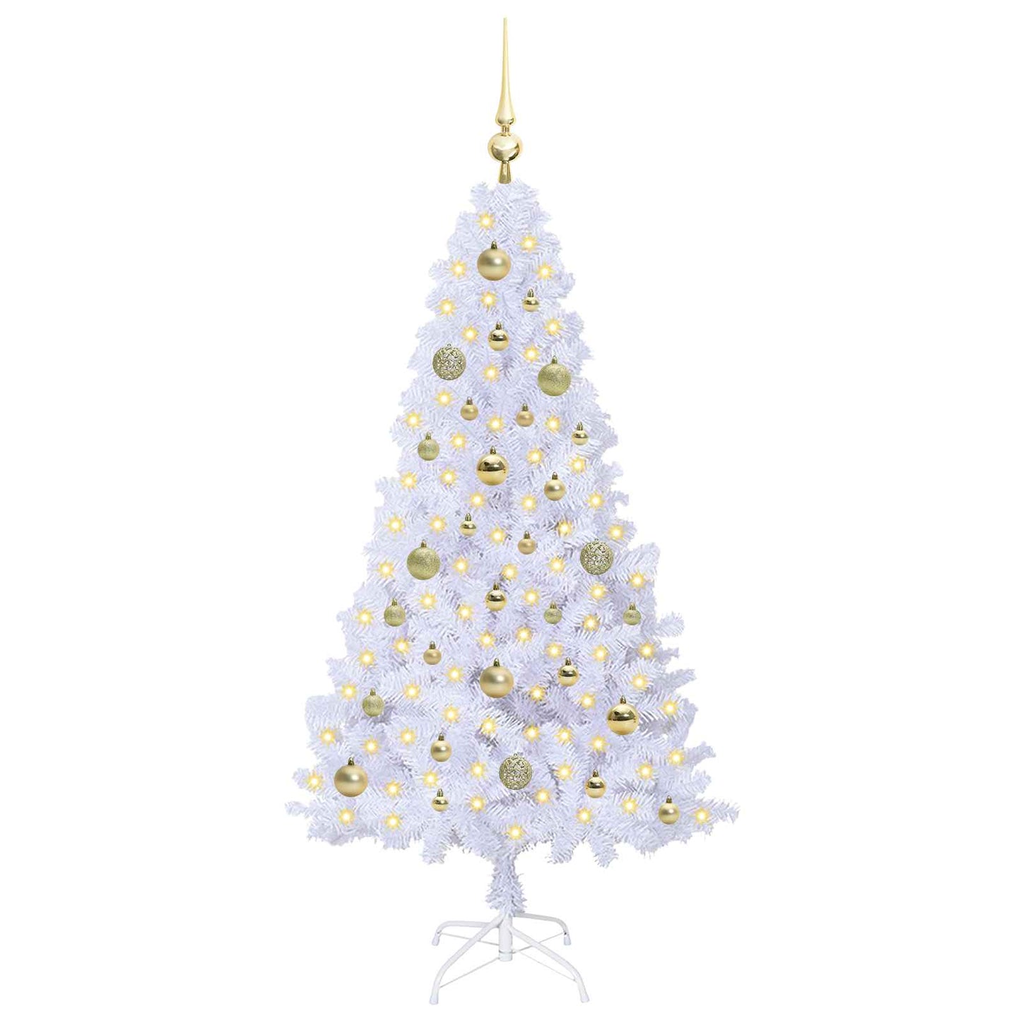 Mű karácsonyfa 150 LED-del állvánnyal Fehér 150 cm PVC és Acél