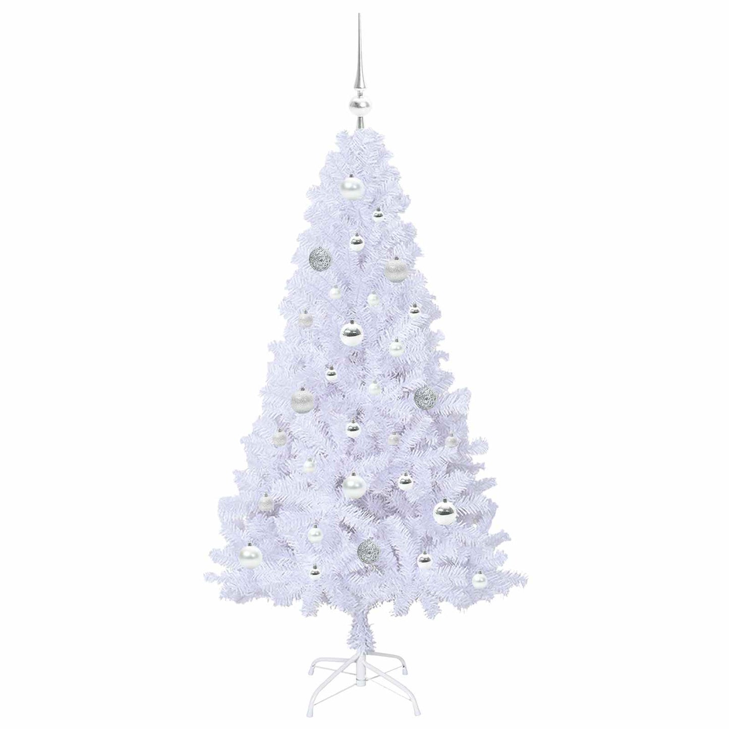Mű karácsonyfa 150 LED-del állvánnyal Fehér 150 cm PVC és Acél