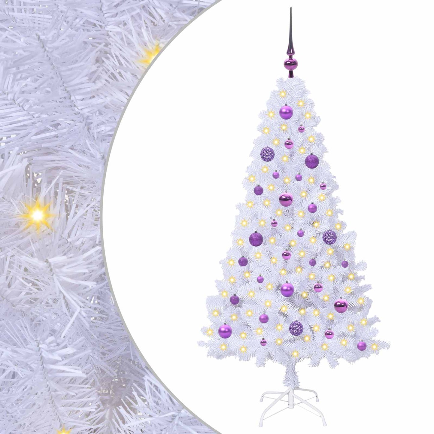Mű karácsonyfa 150 LED-del állvánnyal Fehér 150 cm PVC és Acél