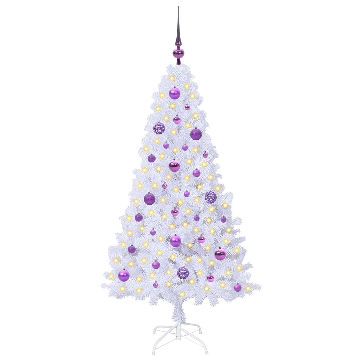 Mű karácsonyfa 150 LED-del állvánnyal Fehér 150 cm PVC és Acél