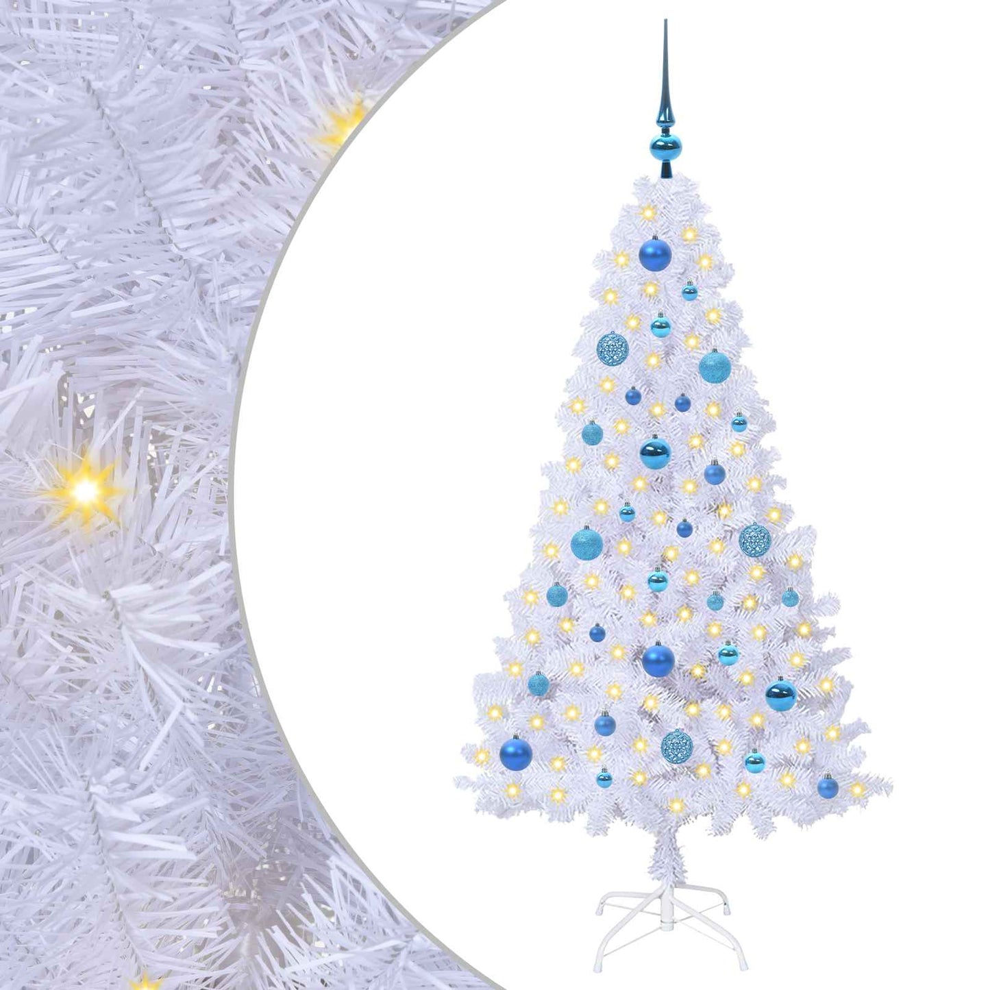 Mű karácsonyfa 150 LED-del állvánnyal Fehér 150 cm PVC és Acél