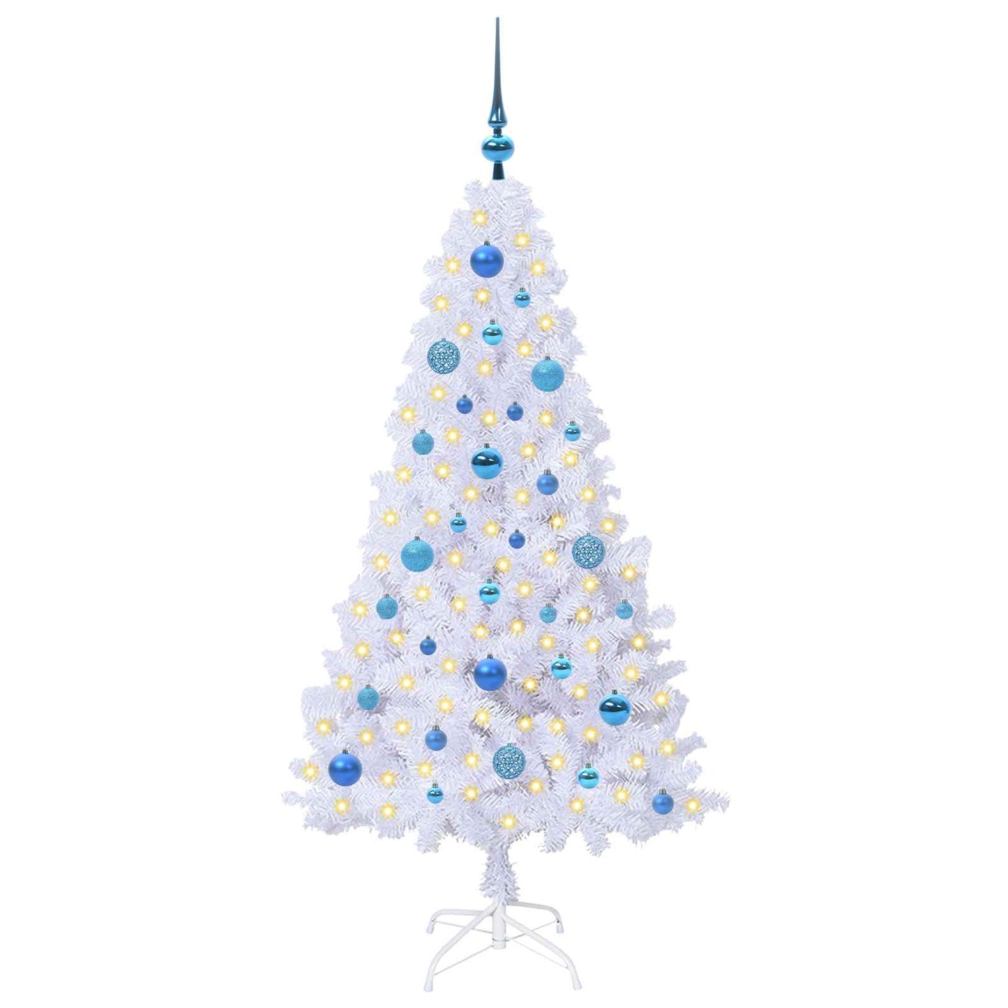 Mű karácsonyfa 150 LED-del állvánnyal Fehér 150 cm PVC és Acél