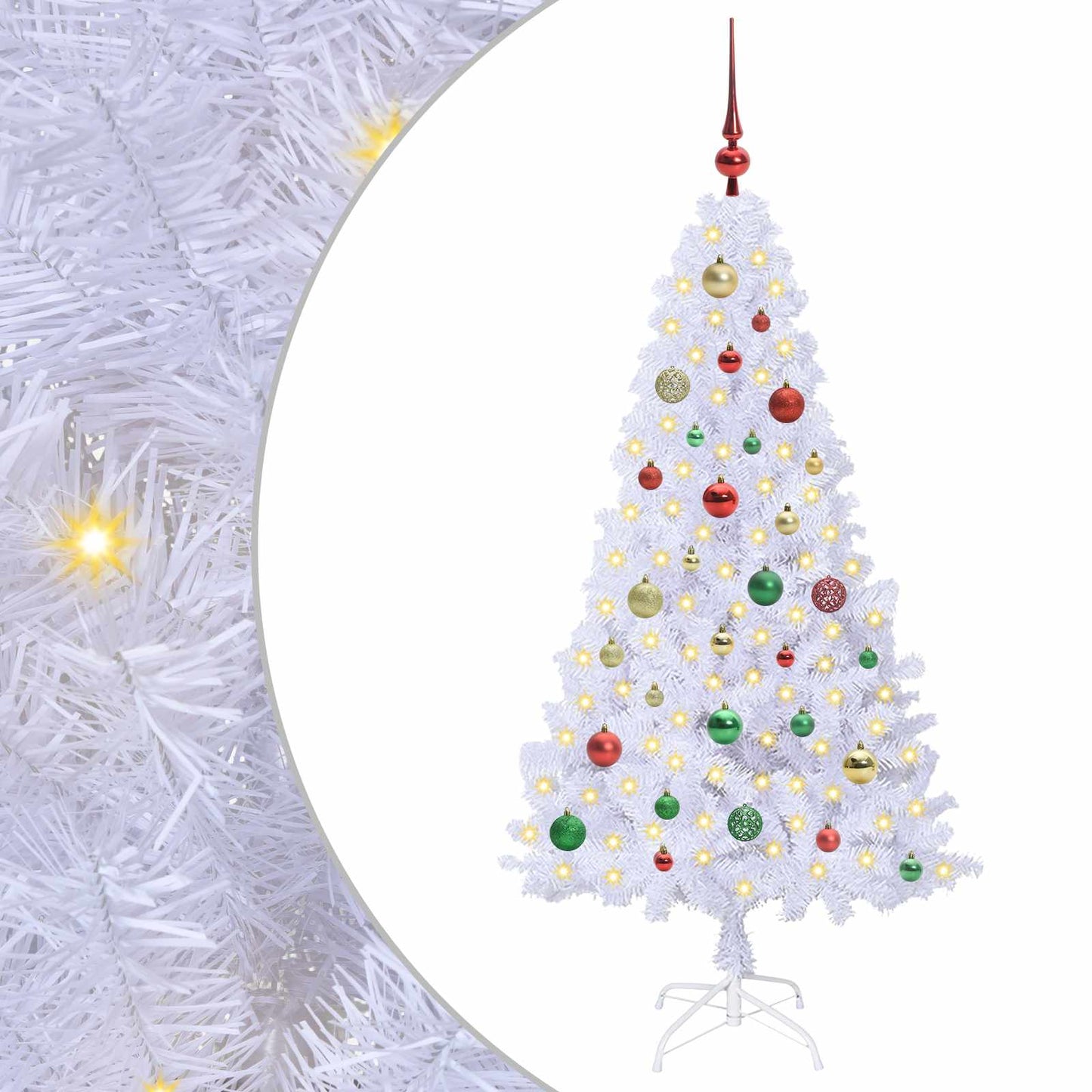 Mű karácsonyfa 150 LED-del állvánnyal Fehér 150 cm PVC és Acél