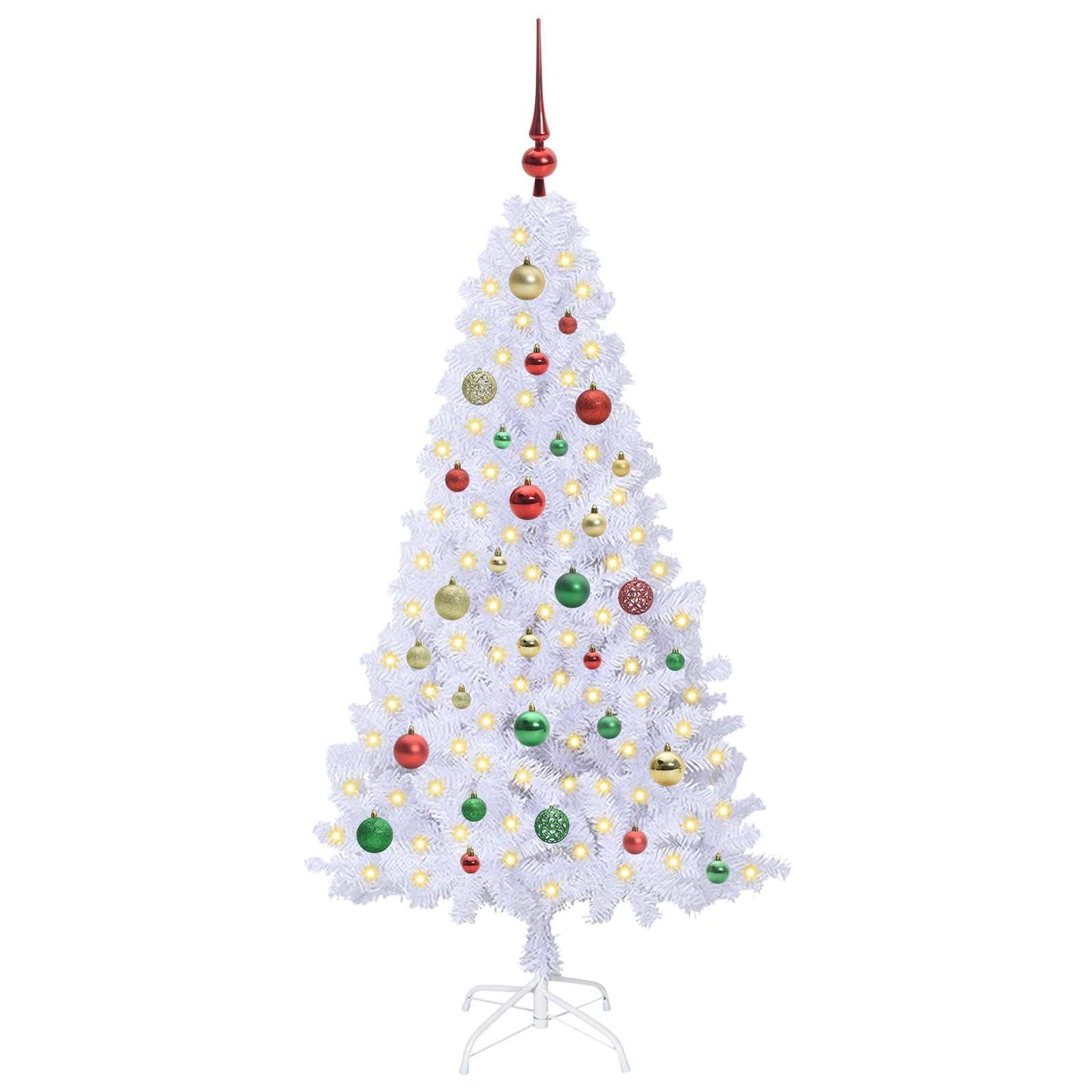 Mű karácsonyfa 150 LED-del állvánnyal Fehér 150 cm PVC és Acél