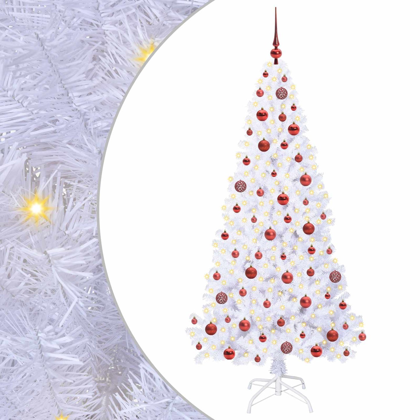 Mű karácsonyfa 300 LED-del állvánnyal Fehér 180 cm PVC és Acél